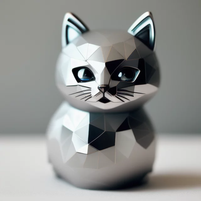 1089114853-cute toy cat made of gray glass, geometric accurate, relief on skin, plastic relief surface of body, intricate details, cinemati.webp